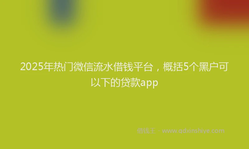 2025年热门微信流水借钱平台，概括5个黑户可以下的贷款app