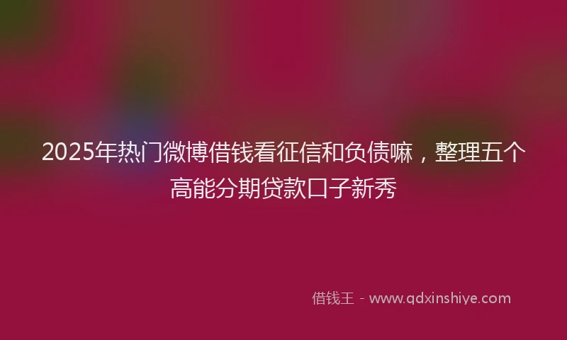 2025年热门微博借钱看征信和负债嘛，整理五个高能分期贷款口子新秀