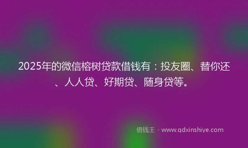 2025年的微信榕树贷款借钱有：投友圈、替你还、人人贷、好期贷、随身贷等。