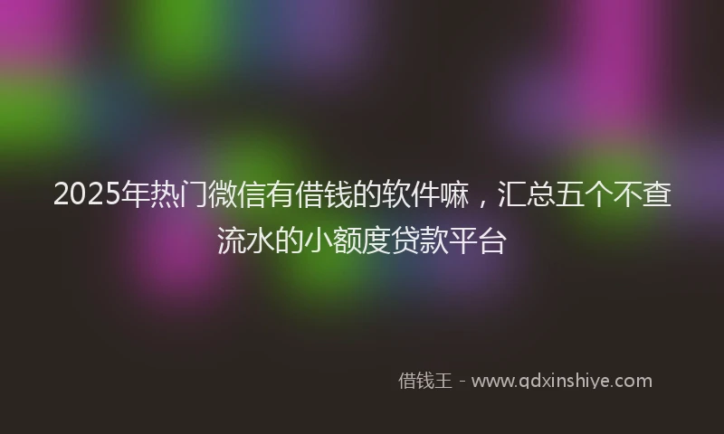 2025年热门微信有借钱的软件嘛，汇总五个不查流水的小额度贷款平台