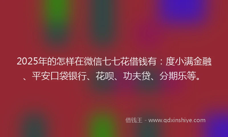 2025年的怎样在微信七七花借钱有：度小满金融、平安口袋银行、花呗、功夫贷、分期乐等。