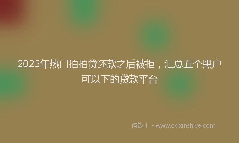 2025年热门拍拍贷还款之后被拒，汇总五个黑户可以下的贷款平台