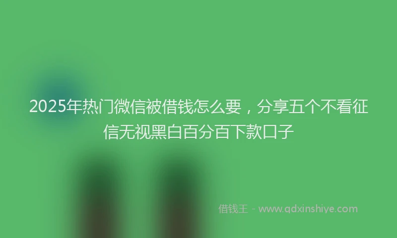 2025年热门微信被借钱怎么要，分享五个不看征信无视黑白百分百下款口子