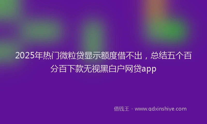 2025年热门微粒贷显示额度借不出，总结五个百分百下款无视黑白户网贷app
