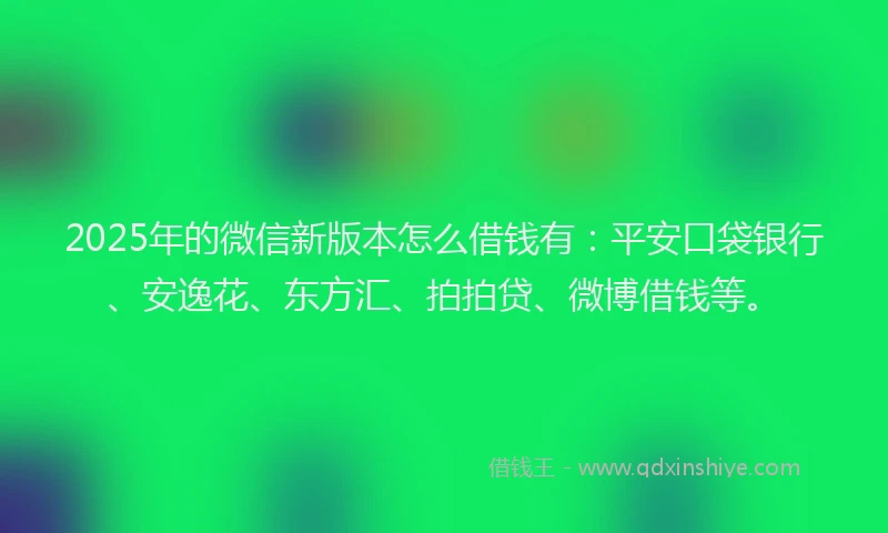 2025年的微信新版本怎么借钱有：平安口袋银行、安逸花、东方汇、拍拍贷、微博借钱等。