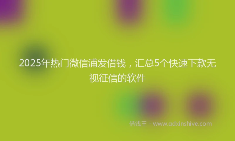 2025年热门微信浦发借钱，汇总5个快速下款无视征信的软件