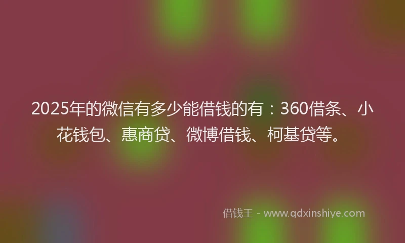 2025年的微信有多少能借钱的有：360借条、小花钱包、惠商贷、微博借钱、柯基贷等。