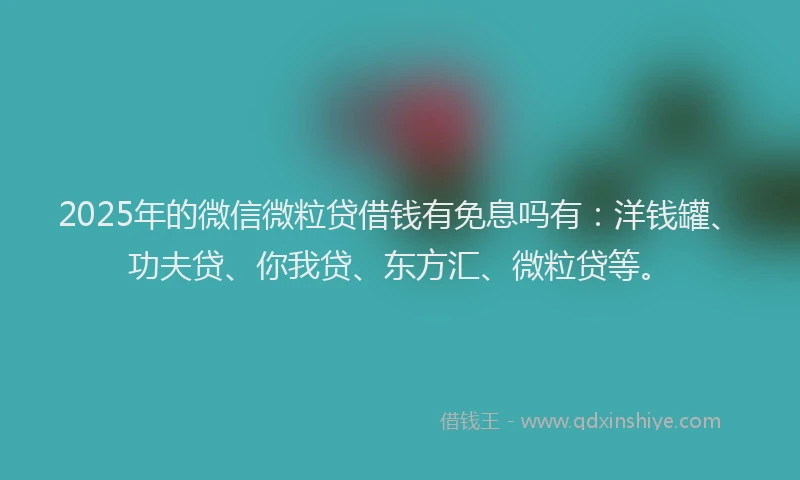2025年的微信微粒贷借钱有免息吗有：洋钱罐、功夫贷、你我贷、东方汇、微粒贷等。