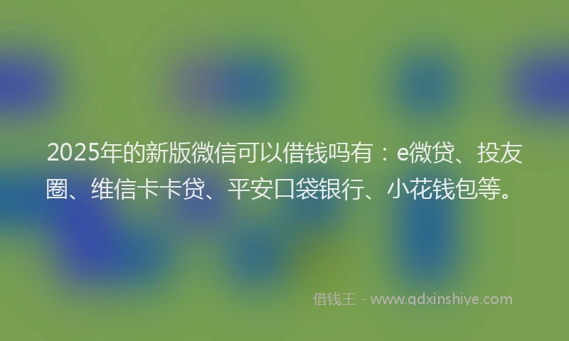 2025年的新版微信可以借钱吗有：e微贷、投友圈、维信卡卡贷、平安口袋银行、小花钱包等。