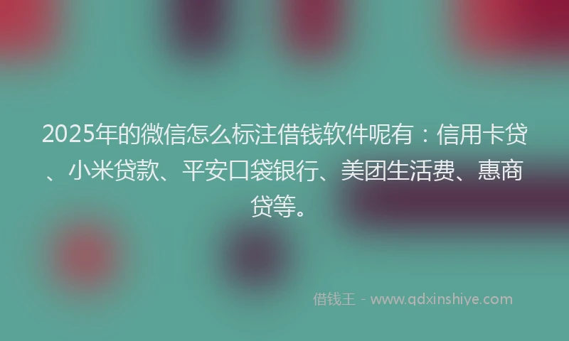 2025年的微信怎么标注借钱软件呢有：信用卡贷、小米贷款、平安口袋银行、美团生活费、惠商贷等。