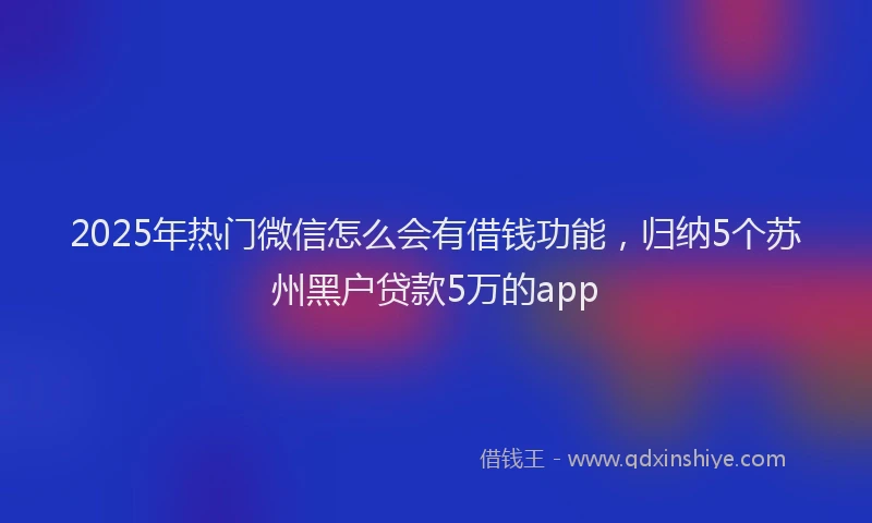 2025年热门微信怎么会有借钱功能，归纳5个苏州黑户贷款5万的app