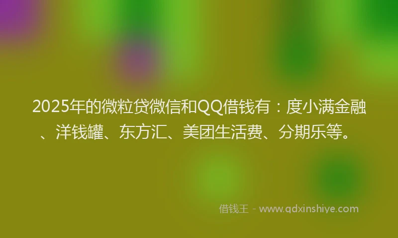 2025年的微粒贷微信和QQ借钱有：度小满金融、洋钱罐、东方汇、美团生活费、分期乐等。