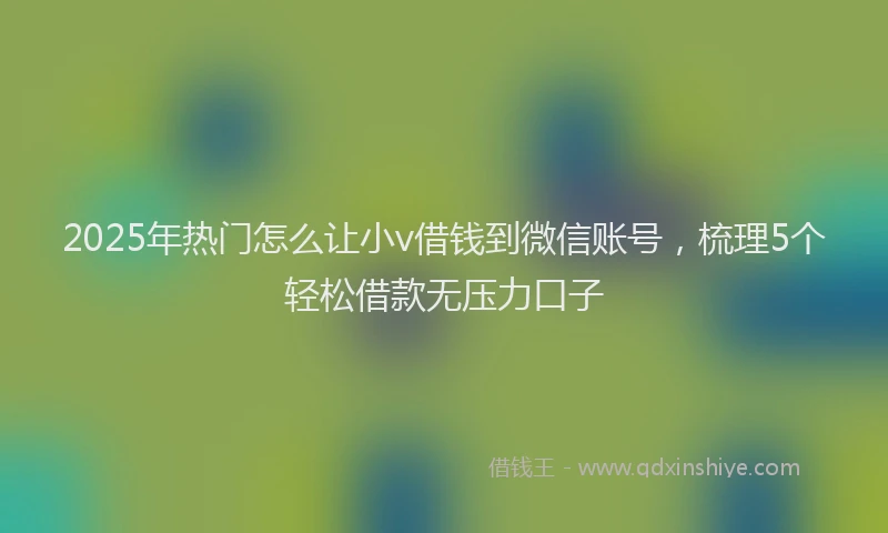 2025年热门怎么让小v借钱到微信账号，梳理5个轻松借款无压力口子