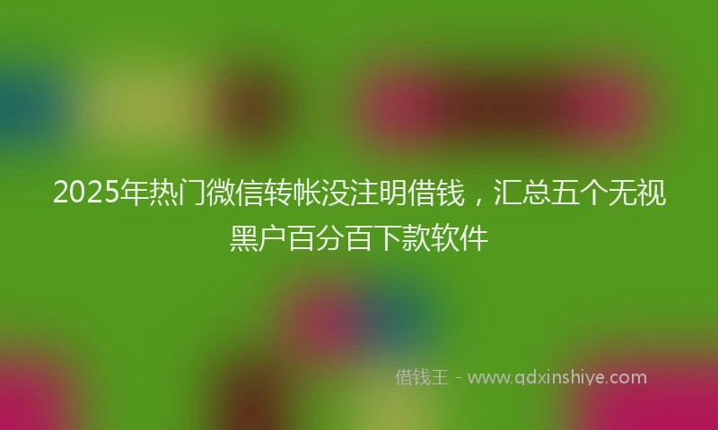 2025年热门微信转帐没注明借钱，汇总五个无视黑户百分百下款软件