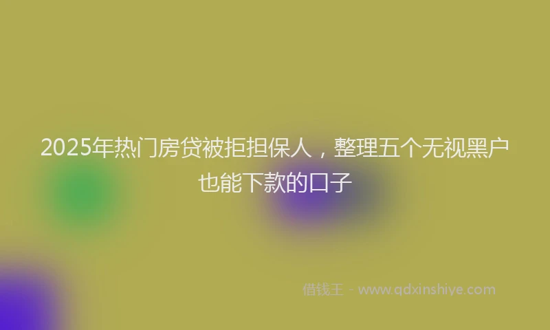 2025年热门房贷被拒担保人，整理五个无视黑户也能下款的口子