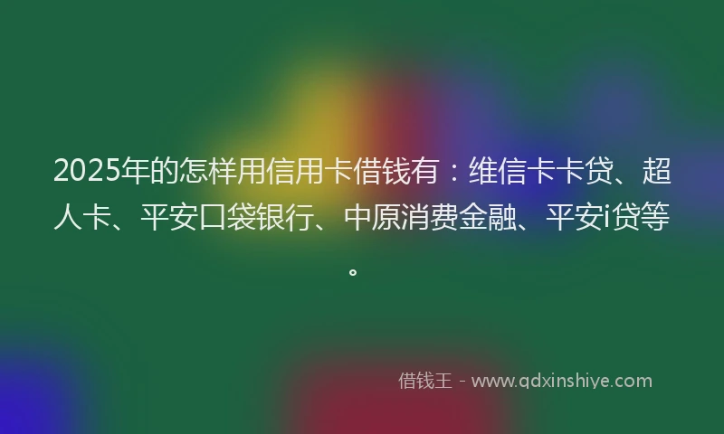2025年的怎样用信用卡借钱有：维信卡卡贷、超人卡、平安口袋银行、中原消费金融、平安i贷等。