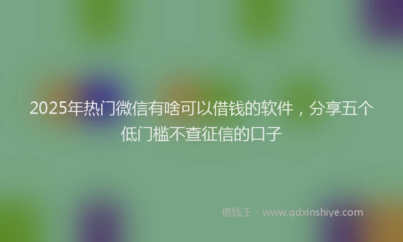 2025年热门微信有啥可以借钱的软件，分享五个低门槛不查征信的口子