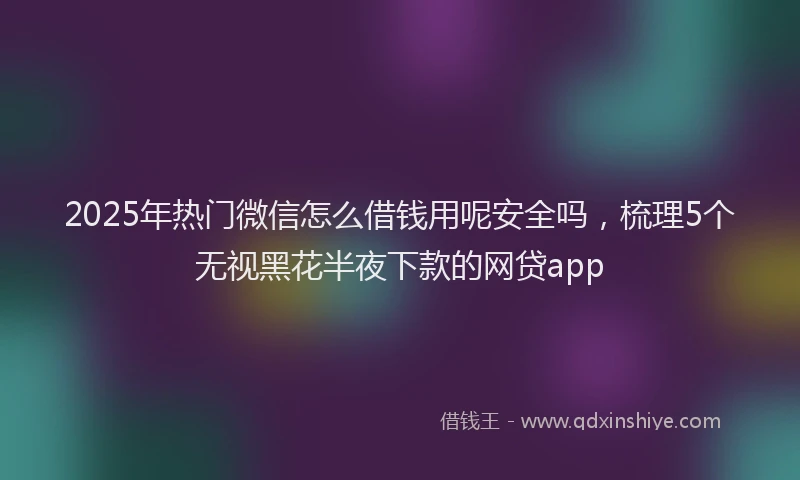 2025年热门微信怎么借钱用呢安全吗，梳理5个无视黑花半夜下款的网贷app