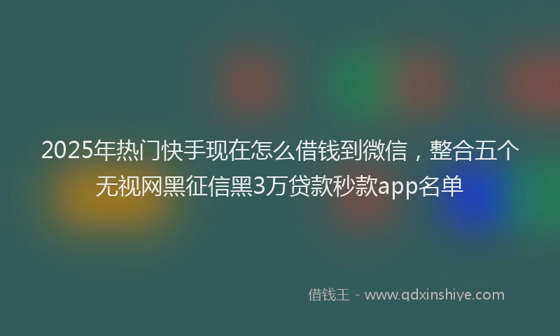 2025年热门快手现在怎么借钱到微信，整合五个无视网黑征信黑3万贷款秒款app名单