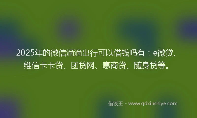 2025年的微信滴滴出行可以借钱吗有：e微贷、维信卡卡贷、团贷网、惠商贷、随身贷等。