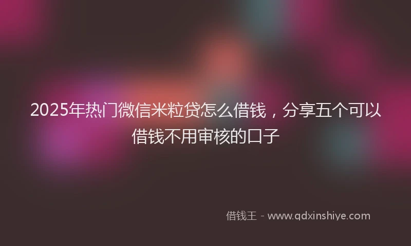 2025年热门微信米粒贷怎么借钱，分享五个可以借钱不用审核的口子