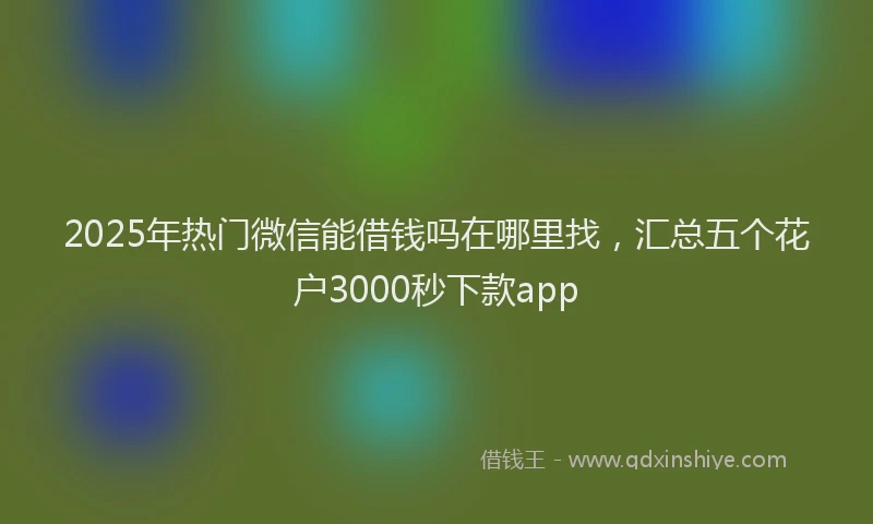2025年热门微信能借钱吗在哪里找，汇总五个花户3000秒下款app