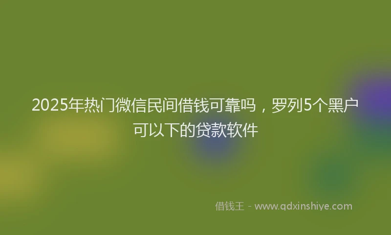 2025年热门微信民间借钱可靠吗，罗列5个黑户可以下的贷款软件