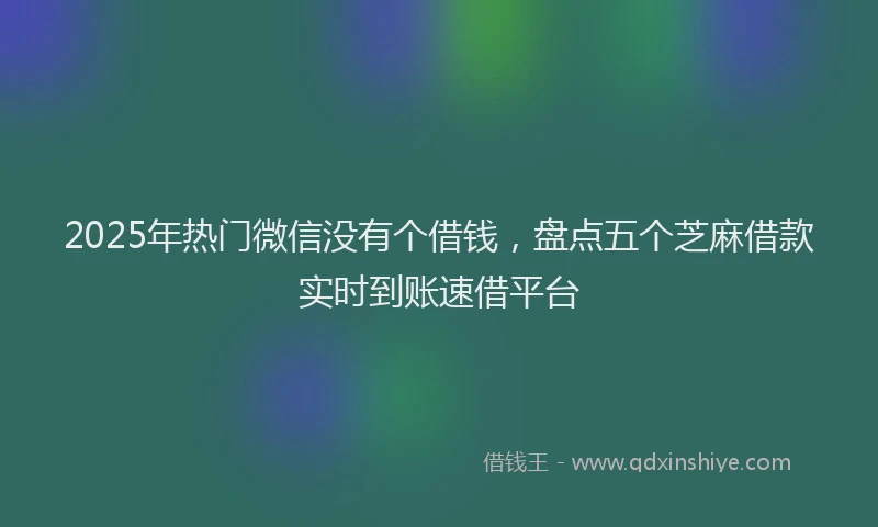 2025年热门微信没有个借钱，盘点五个芝麻借款实时到账速借平台