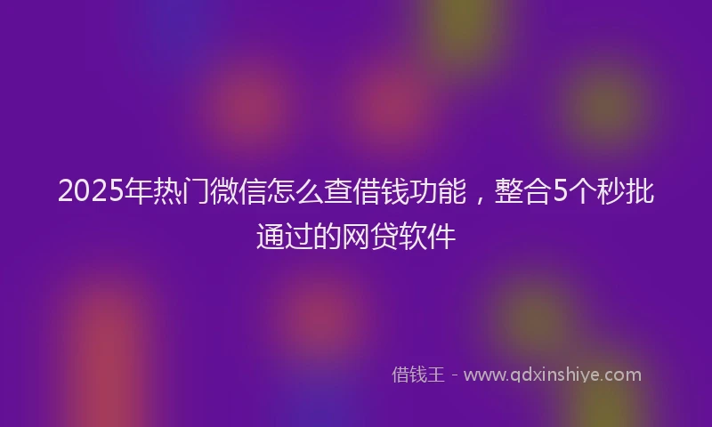 2025年热门微信怎么查借钱功能，整合5个秒批通过的网贷软件