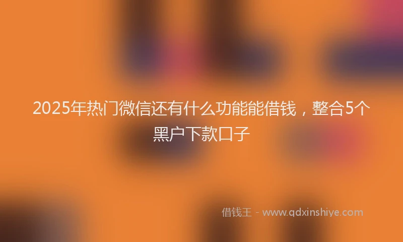 2025年热门微信还有什么功能能借钱，整合5个黑户下款口子