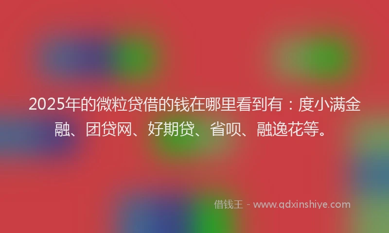 2025年的微粒贷借的钱在哪里看到有：度小满金融、团贷网、好期贷、省呗、融逸花等。
