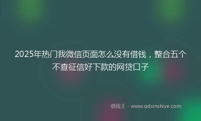 2025年热门我微信页面怎么没有借钱，整合五个不查征信好下款的网贷口子