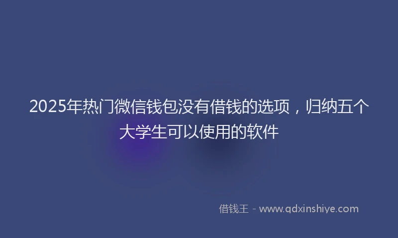 2025年热门微信钱包没有借钱的选项，归纳五个大学生可以使用的软件