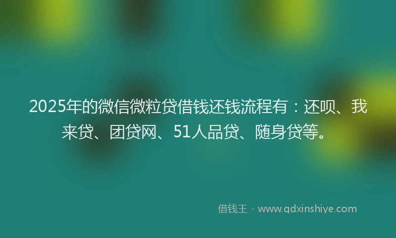 2025年的微信微粒贷借钱还钱流程有：还呗、我来贷、团贷网、51人品贷、随身贷等。