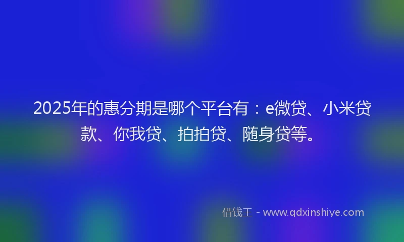 2025年的惠分期是哪个平台有：e微贷、小米贷款、你我贷、拍拍贷、随身贷等。