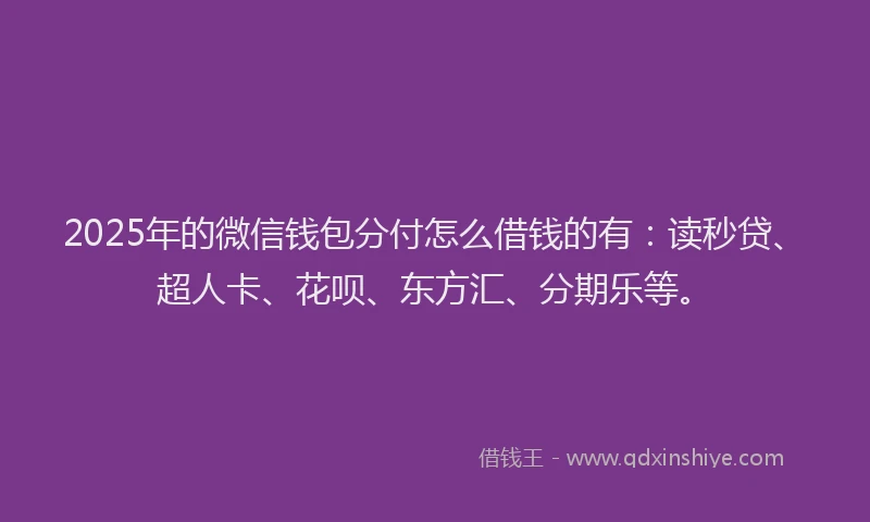 2025年的微信钱包分付怎么借钱的有：读秒贷、超人卡、花呗、东方汇、分期乐等。