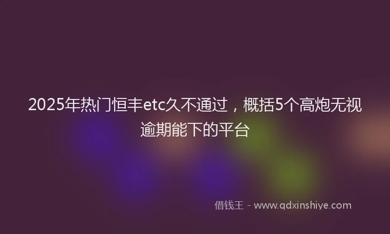 2025年热门恒丰etc久不通过，概括5个高炮无视逾期能下的平台