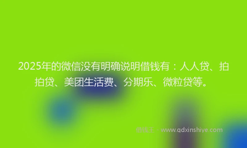 2025年的微信没有明确说明借钱有：人人贷、拍拍贷、美团生活费、分期乐、微粒贷等。