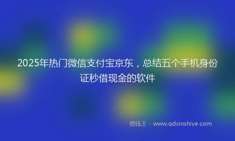 2025年热门微信支付宝京东，总结五个手机身份证秒借现金的软件