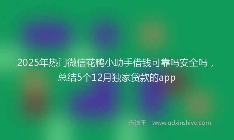 2025年热门微信花鸭小助手借钱可靠吗安全吗，总结5个12月独家贷款的app