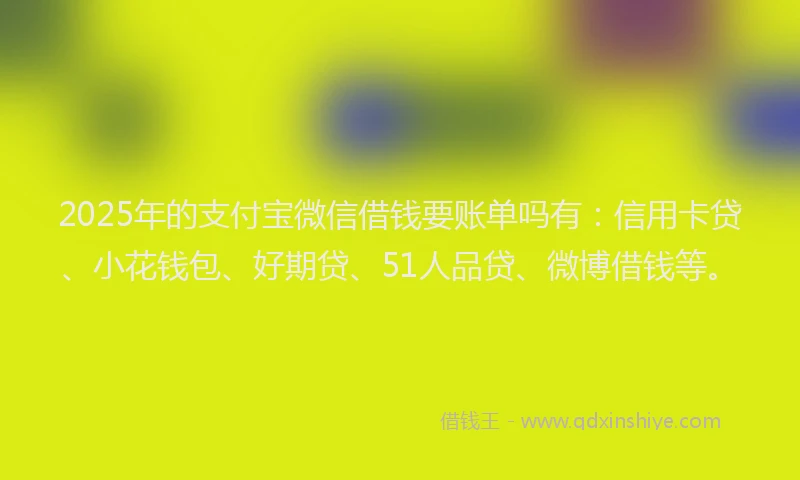 2025年的支付宝微信借钱要账单吗有：信用卡贷、小花钱包、好期贷、51人品贷、微博借钱等。