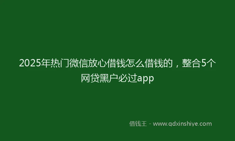2025年热门微信放心借钱怎么借钱的，整合5个网贷黑户必过app