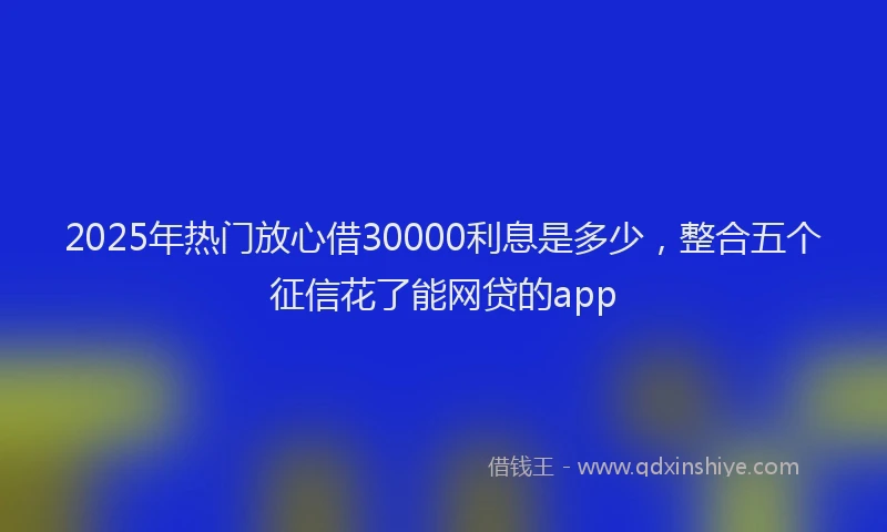 2025年热门放心借30000利息是多少，整合五个征信花了能网贷的app