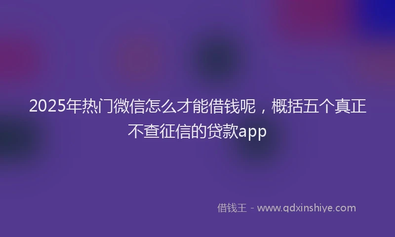 2025年热门微信怎么才能借钱呢，概括五个真正不查征信的贷款app