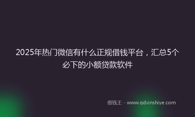 2025年热门微信有什么正规借钱平台，汇总5个必下的小额贷款软件
