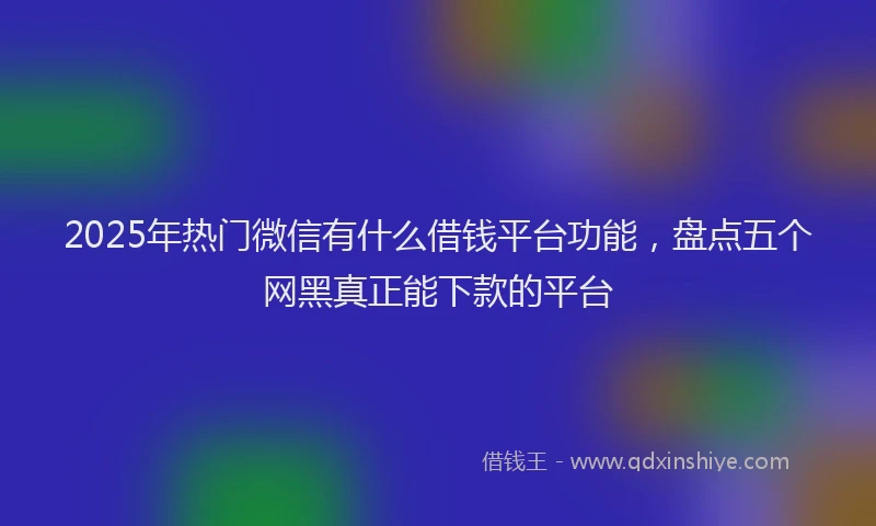 2025年热门微信有什么借钱平台功能，盘点五个网黑真正能下款的平台