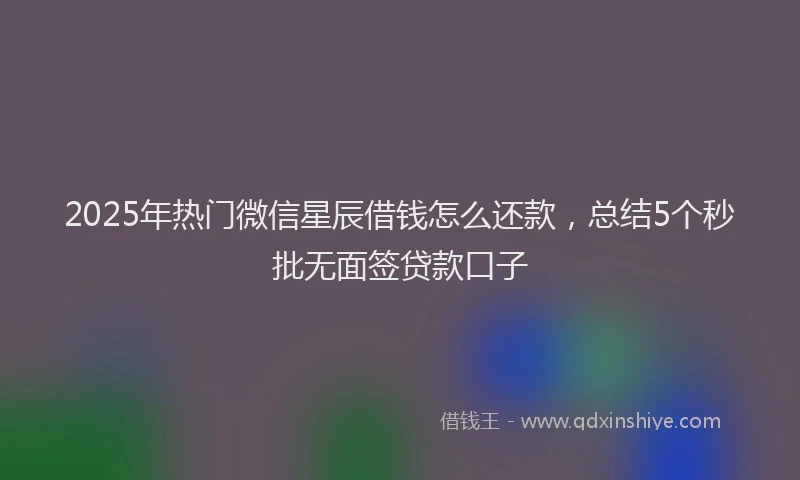 2025年热门微信星辰借钱怎么还款，总结5个秒批无面签贷款口子