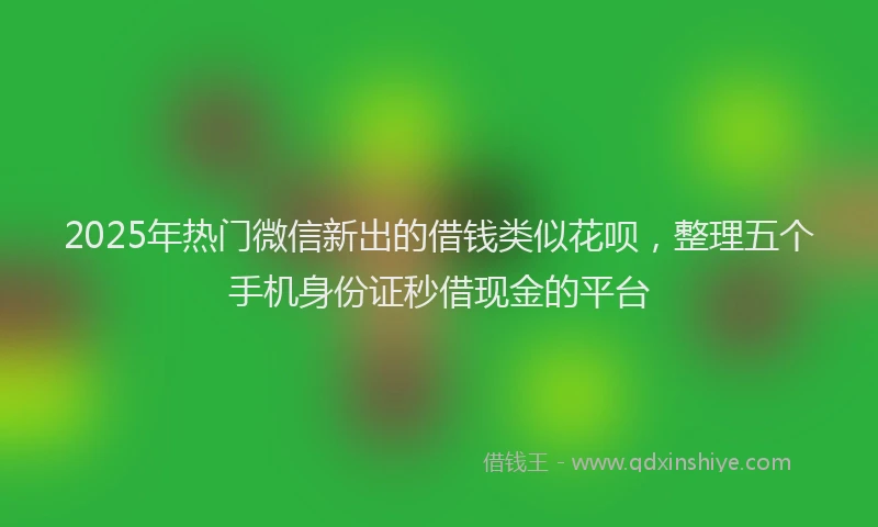 2025年热门微信新出的借钱类似花呗，整理五个手机身份证秒借现金的平台