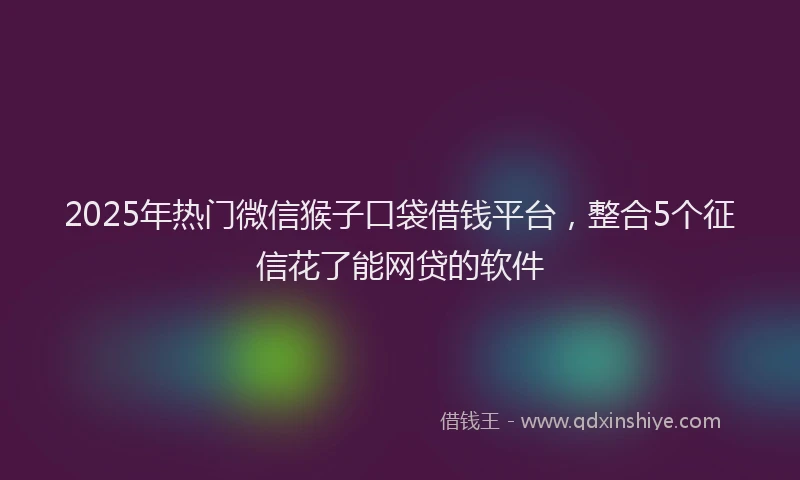 2025年热门微信猴子口袋借钱平台，整合5个征信花了能网贷的软件
