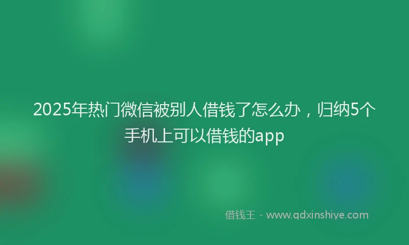 2025年热门微信被别人借钱了怎么办，归纳5个手机上可以借钱的app